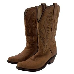 Old West Canyon Leather Snip Toe Western Boots Tan Leather‎ Women 5 LF1529